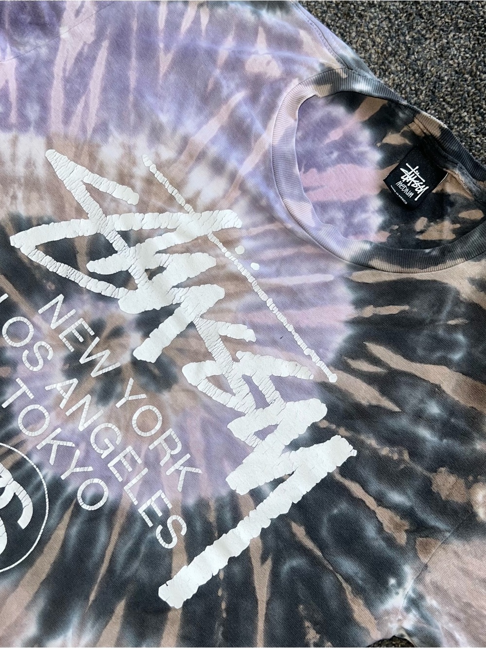 Vintage Stussy Spiral Tie Dye Street wear Shirt Men’s Size Medium Distressed